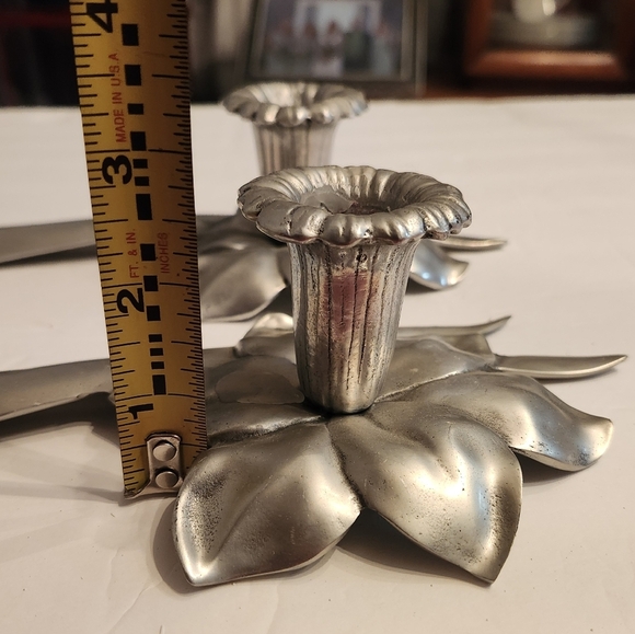 Bruce Fox Daffodil Taper Candlesticks Pair Pewter - Picture 10 of 10